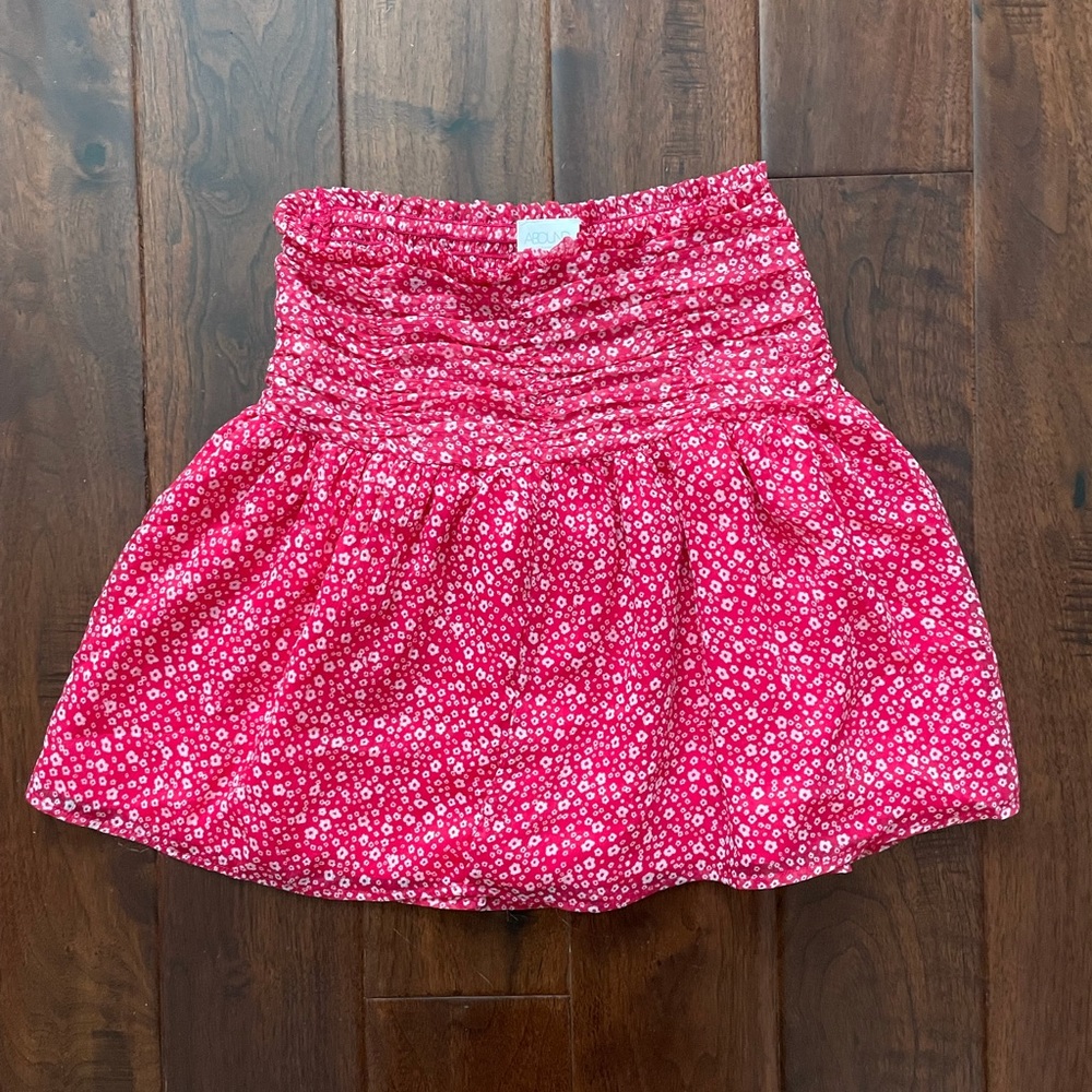 Red Ruffle Mini Skirt